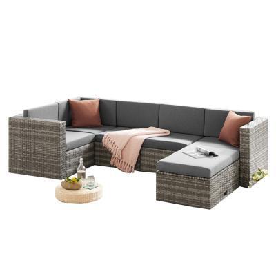 China Durable Modern Outdoor Patio Furniture Garden Sectional Rattan Sofa Table Set for sale