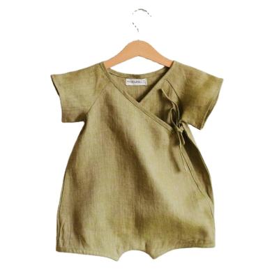 China Wholesale-Short Sleeve Baby Romper Summer Baby Wrap Infant Toddler Casual Unisex Canvas Overalls Overalls for sale