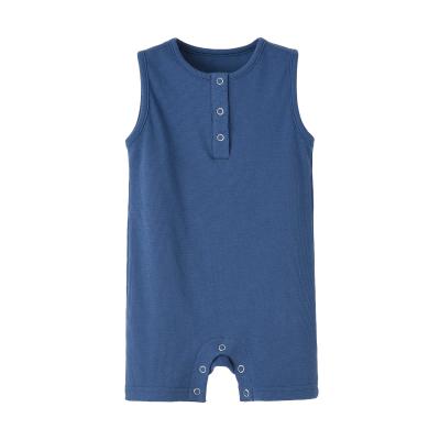 China Button Sleeveless Ribbed Jumpsuit Cotton Romper Baby Summer Infant Infant Overalls for sale