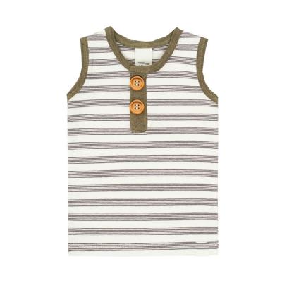 China Boy Viable Clothing Summer Toddler Kids Button Tank Tops Striped Sleeveless T-Shirts for sale