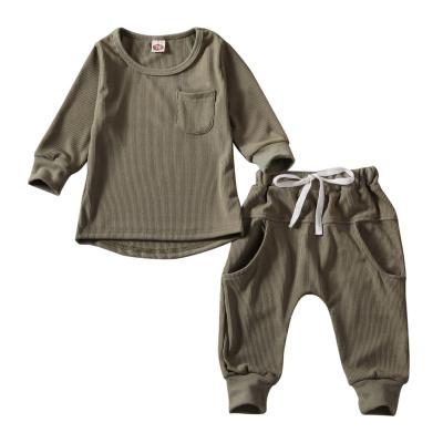 China Infant Baby Boy Casual Two Pieces Long Sleeve Newborn Boy Top Pant Clothing Set Sets Clothing for sale