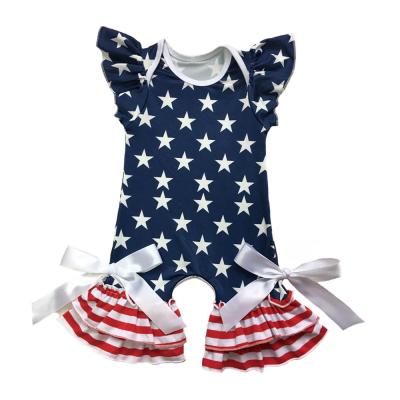 China Girls Short Sleeve USA Independence Day Baby Romper Girls Float Onesie Baby Ruffle Romper for sale