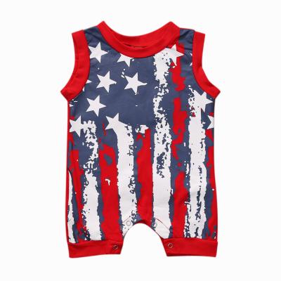 China Sleeveless Infant Baby USA 4th of July Clothing Flag Romper Sleeveless Striped Jumpsuit Jumpsuit for sale