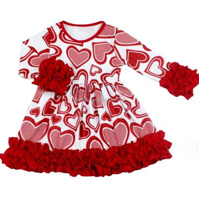 China Viable hot sale for baby's beautiful and sweet Valentine one piece long ruffle dress in good quality heart shape for baby gift for sale