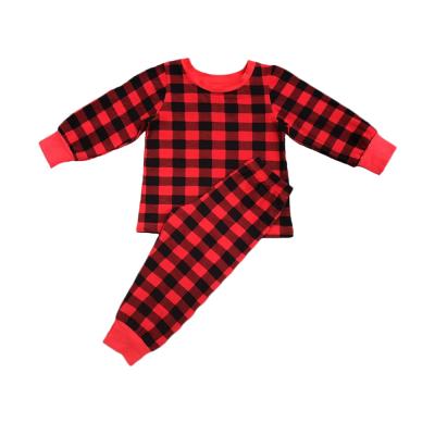 China ENGLAND STYLE wholesale buffalo plaid top and pants matching outfits girls sets mummy and me kids christmas pajamas for sale