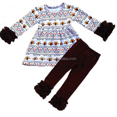 China Eco-friendly posh design for raglan baby ruffle a shape long sleeve turkey top pattern to give days baby clothes sets autumn winter for sale