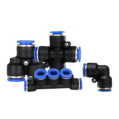 China Building material stores pz series tube fittings pneumatic quick connecting plastic four way pneumatic fittings for sale