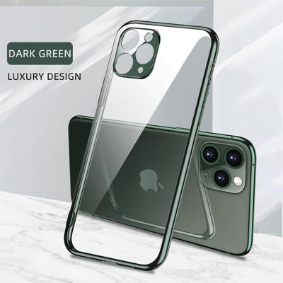 China Plating soft tpu case luxury shockproof 2.0mm to plating tpu phone back cover clear case for iphone 11 pro max for sale