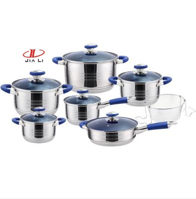 China Sustainable Custom Kitchen Cookware Set Pan Stainless Steel 201/304 Suitable For All Cooking for sale