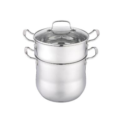 China Sustainable Wholesale High Quality 2 Ply Stainless Steel Couscous Pot Cookware Set Cooking for sale