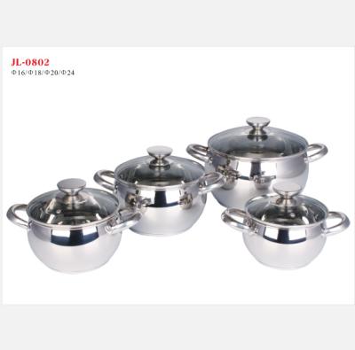 China Sustainable 8 Pcs Stainless Steel Apple Shape Cookware Set With Glass Lid for sale