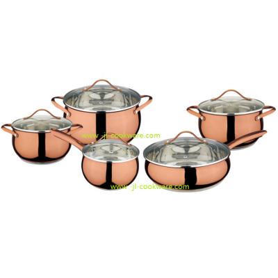 China 10 Pcs Stainless Steel Sustainable Healthy Dining Cookware Set With Coated Cooper for sale