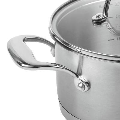 China Good Selling Quality Stainless Steel Sustainable Cook Pot With Lid Induction Glass Bottom for sale