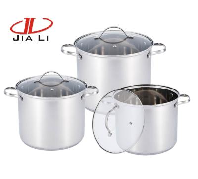 China Sustainable Hot Sale Cookware Steel Cooking Pots Stock Pot Stainless Steel Stock Pot Set for sale