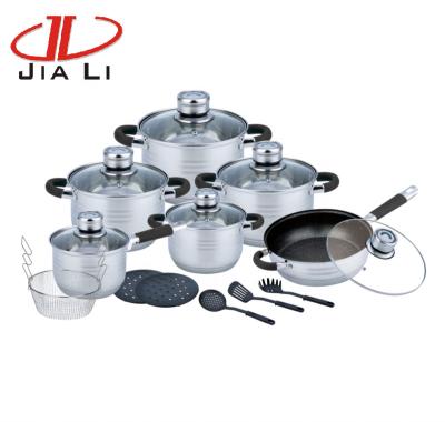 China 2021 STAINLESS STEEL COOKWARE 18 PCS SUSTAINABLE STAINLESS STEEL COOKER for sale