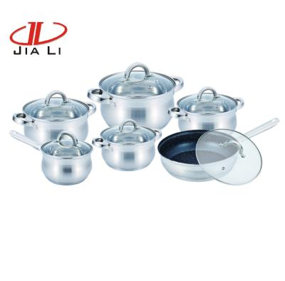 China 12Pcs Disposable Kitchen Accessories Cooking Pot Cookware Set Stainless Steel Cookware for sale