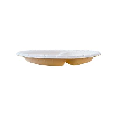 China CLASSIC 3 Compartments Plastic Fruit Plates 100% Biodegradable Compostable Plastic Dishes for sale