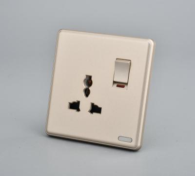 China House 3 Gang 2 Way Gold Brass 10a Copper British Electrical Wall Switches Socket for sale