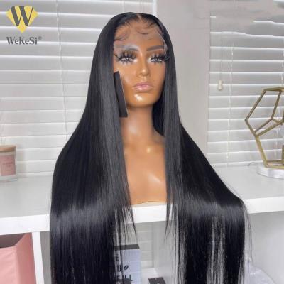 China Silky Straight Wave 13X6 HD Lace Frontal Wig Hair, HD Lace Front Wigs Pre Plucked, WeKeSi Luxury 100% Virgin Hair Lace Front Wig for sale