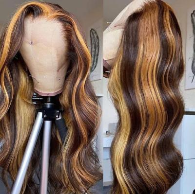 China Silky Straight Wave Brazilian Virgin Cuticle Aligned Hair Vendors Ombre Plucked Highlight Transparent 4X4 Lace Closure Hair Wigs 150% Hd for sale