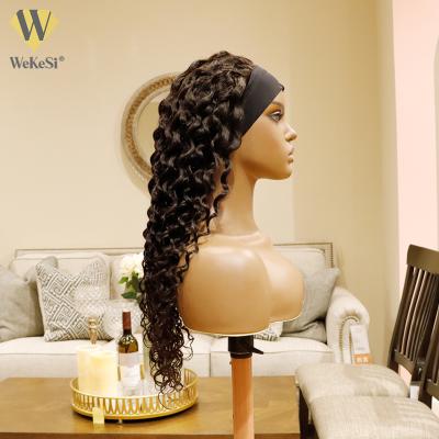 China Wholesale Deep Wave Headband Wig Hair For Black Women, Remy Human Hair Headband Wig, Deep Wave Hair Headband Wig for sale