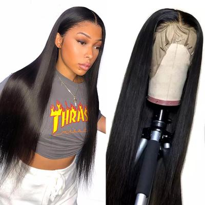 China 100% Silky Straight Wave Mink Brazilian Virgin Human Hair Extensions Full Lace Wigs For Women HD Color Straight Lace Front Hair Wigs for sale