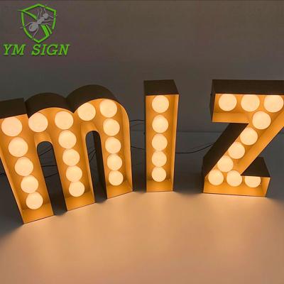 China Buildings 2021 led metal letters design custom led bulb light 3d marquee wedding decorate letter for sale