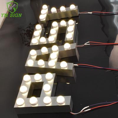 China 3d buildings free standing light bulb letters and numbers cast marquee letter for sale