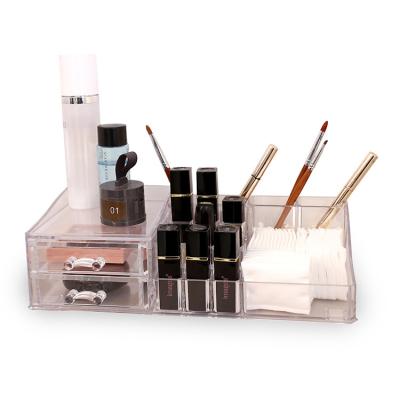 China Hot New Product Transparent Desktop Stocked Organizer With Drawer Storage Box Cosmetic Trolley Make Up Organizers for sale