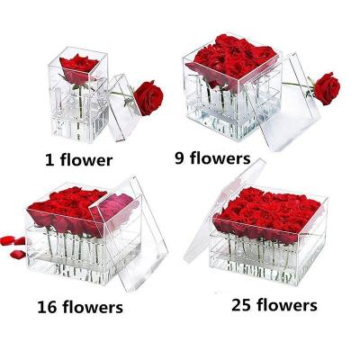 China Fashion 1/9/16/25 Holes Factory Wholesale Clear Acrylic Pink Flower Box Luxury for sale