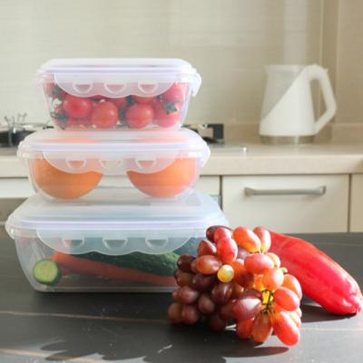 China Freshness Preservation 3 Pieces Set Plastic Clear Airtight Kitchen Food Storage Containers With Lids for sale