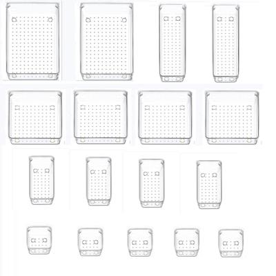 China 17 Pack Morden Deluxe Plastic Desktop Storage Bins Clear Drawer Organizers for sale