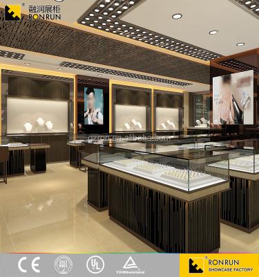 China Gold Luxury Modern Luxury Display Showcase Jewelery Design Style Diamond Counter Display Furniture For Jewelry Store for sale