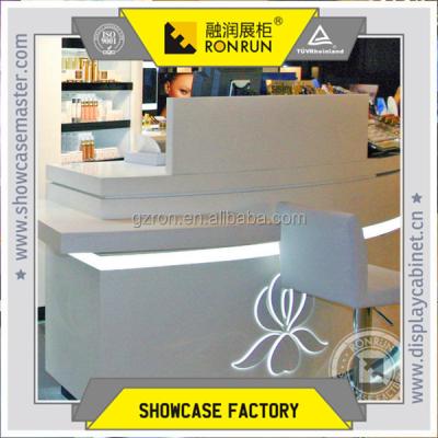 China White Wood Material Wooden Snow Cashier Counter For Skin Care Shop for sale