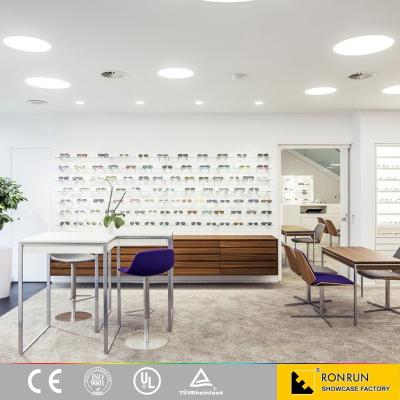 China white wooden shopping mall optical furniture for shop counter design with led light for sale