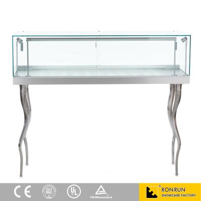 China RCD0821 Luxury Glass Stainless Steel Jewelry Display Showcase And Cabinet With Legs Queen Ann Style for sale