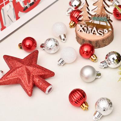 China Decorative Manbao Christmas Tree and Ball Ornaments 30 Pcs Sets 3 cm Plastic Balls for sale