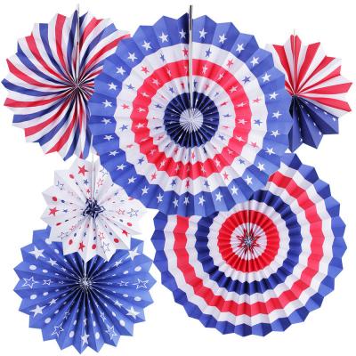 China Decoration Manbao Amazon colorful hanging paper fans 4th of July sale of Independence Day hot decorations for sale