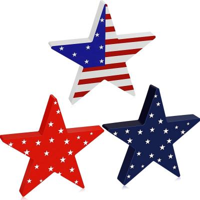 China Manbao decoration 4th of July Independence Day decoration of July 4 wooden star table decor for sale