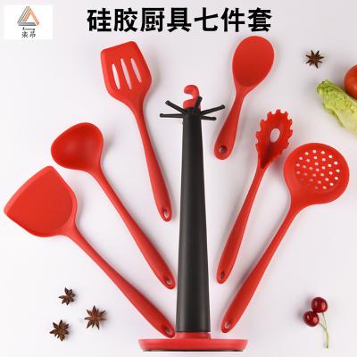 China New Silicone Utensils 7 Pcs Sustainable Hot Sale Amazon Kitchenware Integrated Design Silicone Cookware for sale