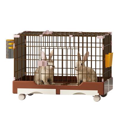 China Breathable Wire Pet House Cat Toy Funiture Breeding Cage Rabbit Breader Cages With Plastic Wheel And Mats Indoor Outdoor for sale