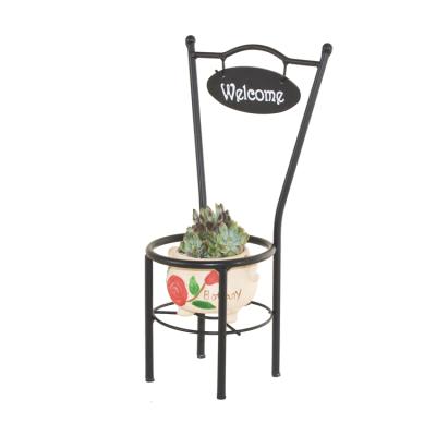 China 18cm Modern Metal Chair Welcome Planter Stand Plants Rack Flower Pots Stand for sale