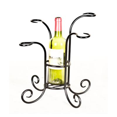 China Black Stocked Wine Bottle Rack And Glass Cart 35cmH x 23cmW x 23cmD for sale