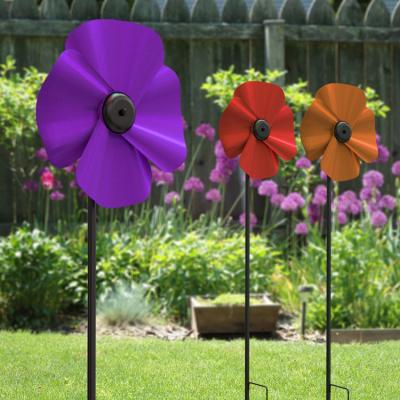 China Art Decor 122cmH Poppies Flower Spinners Outdoor Lawn Metal Wind Spinners Garden Ornament For Wind Catcher for sale