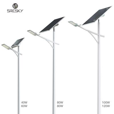 China SRESKY ROAD hot sale outdoor die-cast aluminum street light 40W 60W 80W 100W 120W 150W 300W separated led solar street light for sale