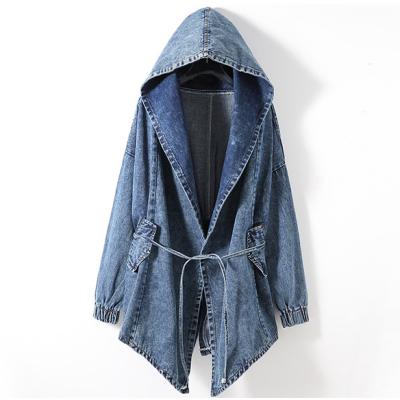 China New Design Women Plus Size Winter Soild Color Casual Coat With Hood Long Sleeve Denim Jacket for sale