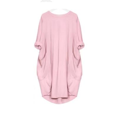 China Breathable Pocket 2021 Autumn Casual Loose Long Sleeve Breathable Maxi Plus Size Dress Wholesale for Ladies Women for sale