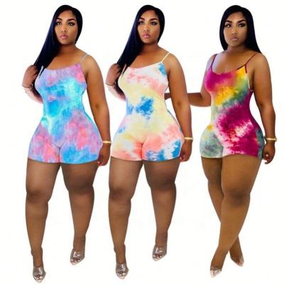 China Sustainable Tie Dye Spaghetti Strap Jumpsuit And Rompers For Women for sale