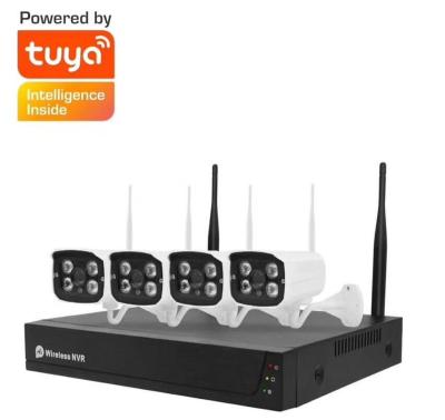 China Tuya 4CH 5MP Wireless Camera Kit Home Surveillance 4CH NIGHT VISION Wireless Security Camera System for sale