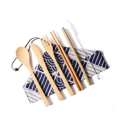 China Bamboo Bamboo Cutlery Set BPA Biodegradable Reusable Organic Logo Bamboo Travel Cutlery Set Custom Made Free for sale